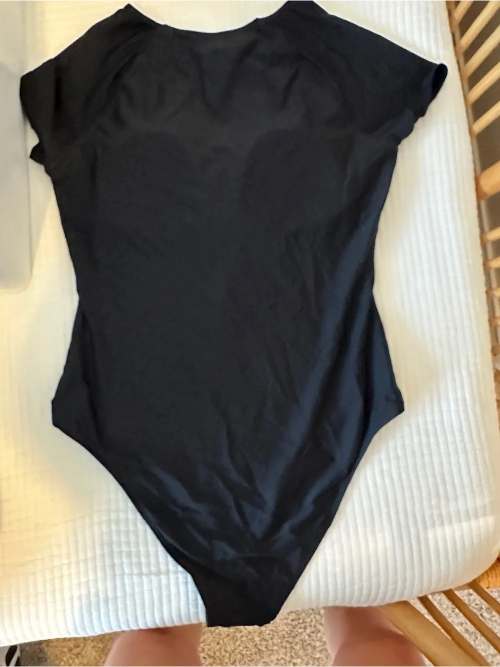 Target Black Short-Sleeve One-Piece Swimsuit with Front Zip